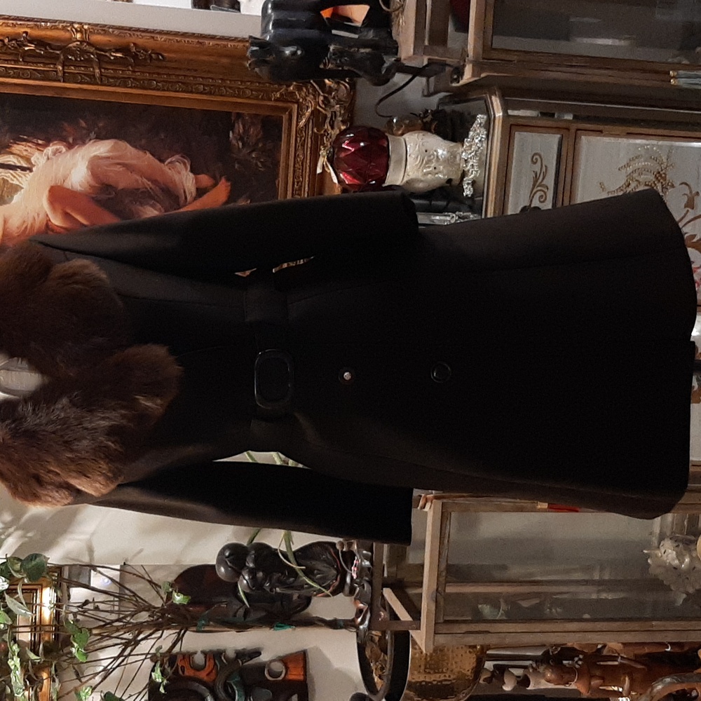 Elegant Brown Fox  Fur Collar Coat